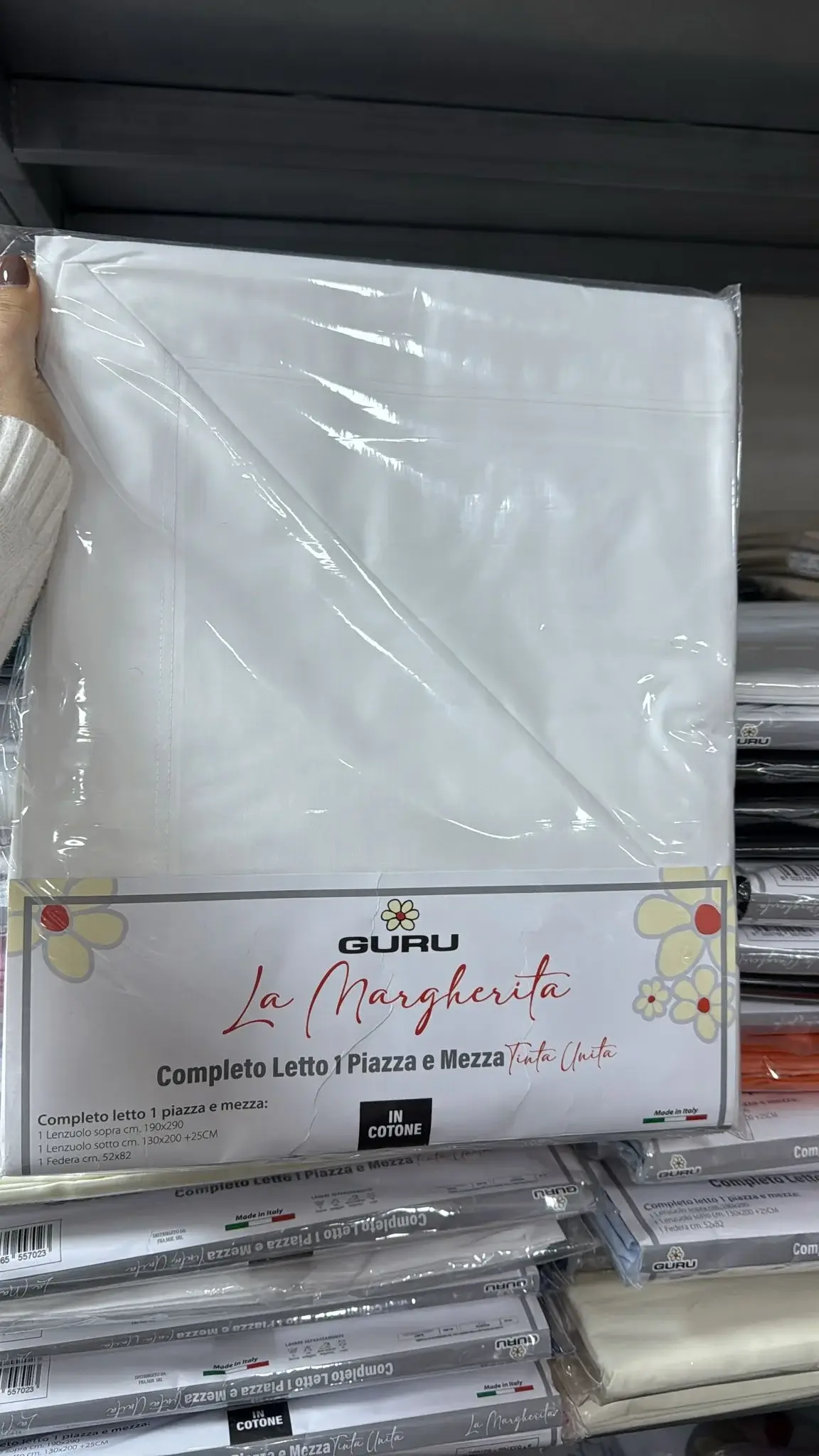 Completo letto matrimoniale GURU bianco: set lenzuola in cotone di alta qualità