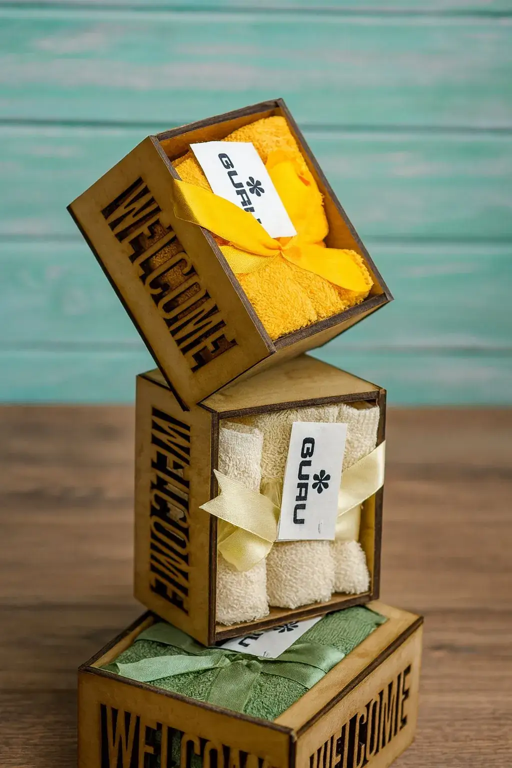 Set lavette GURU per ospiti: piccoli asciugamani quadrati in cotone di alta qualità